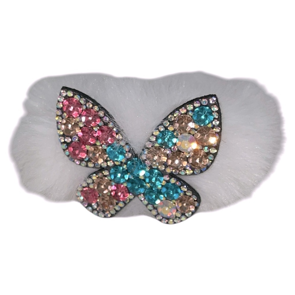 FUZZY JEWELED ELASTIC HAIR SCRUNCHY - Picture 5 of 6